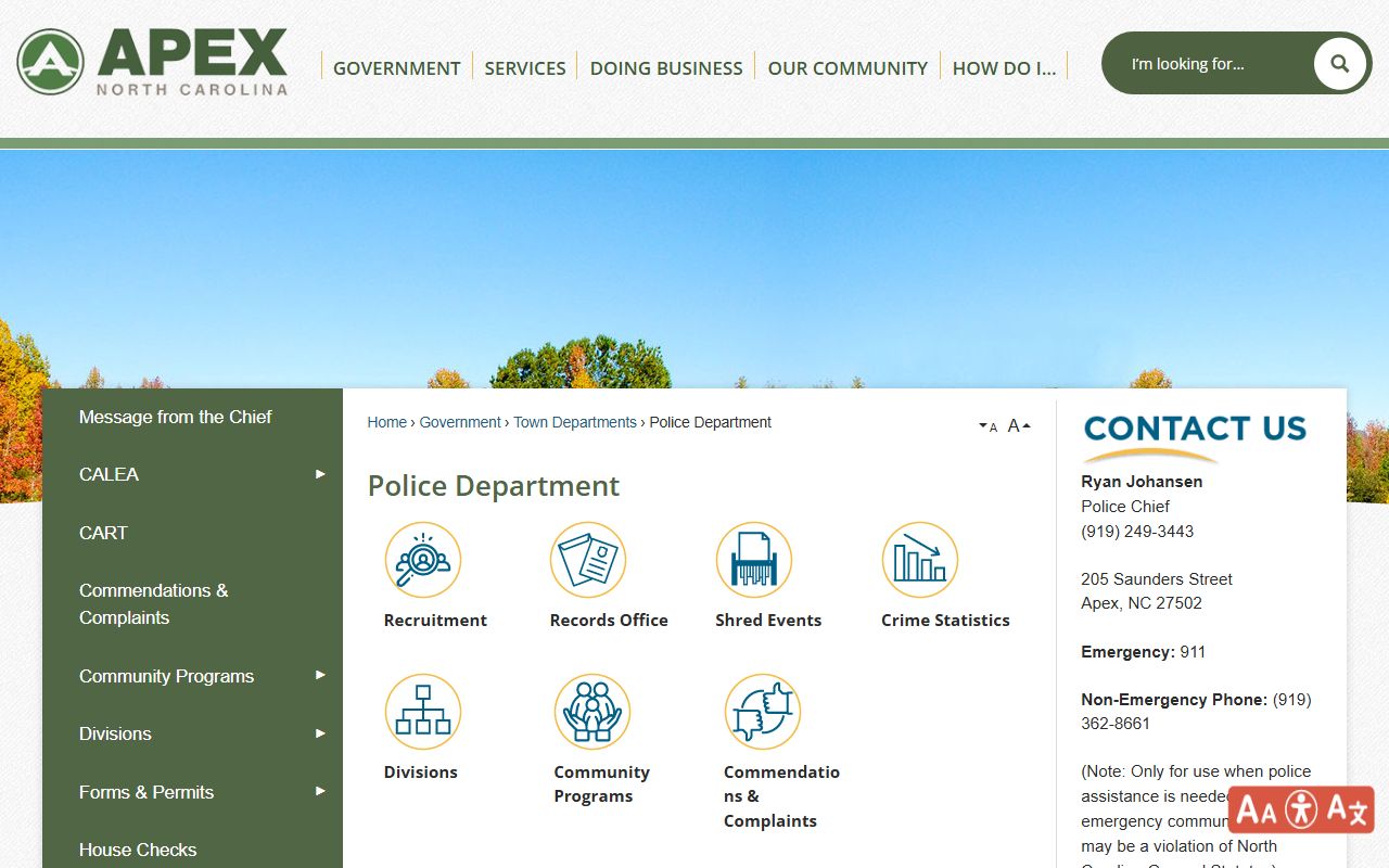 Apex police blotter department website