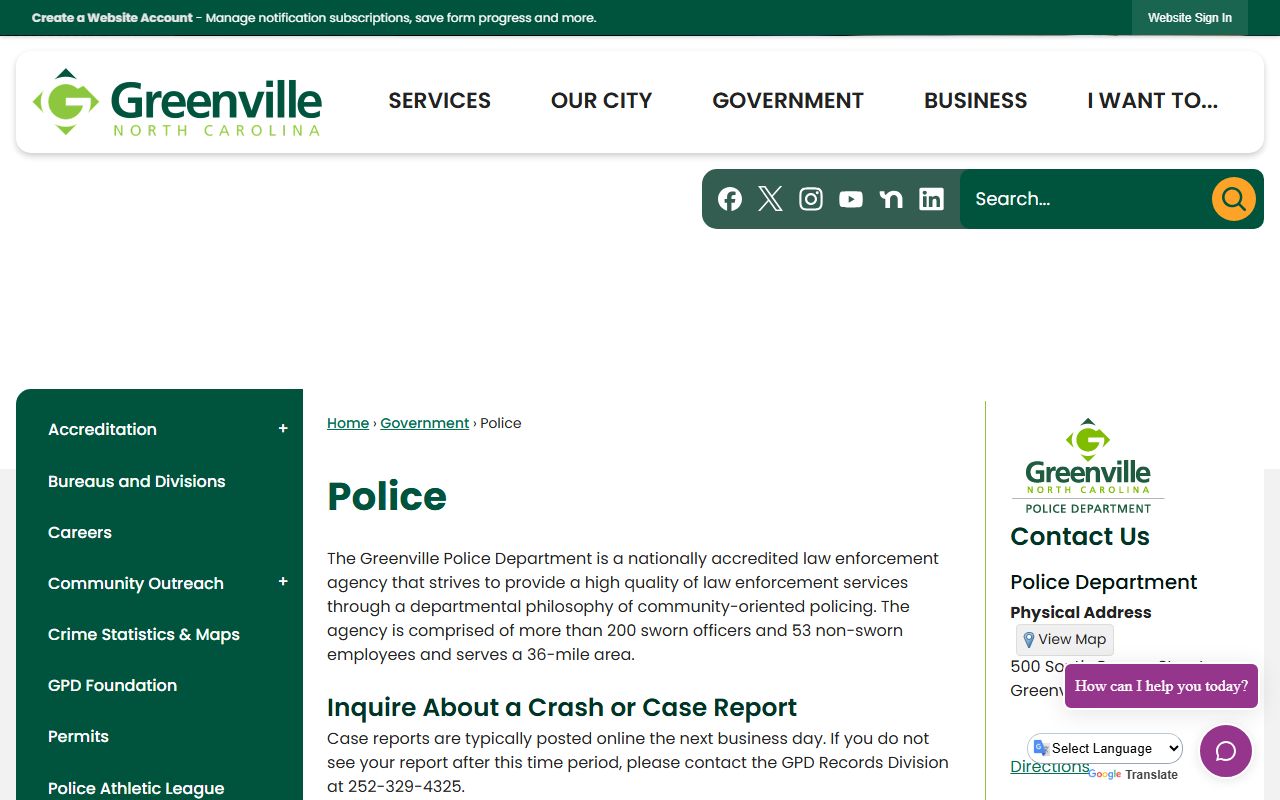 Greenville police blotter records department page