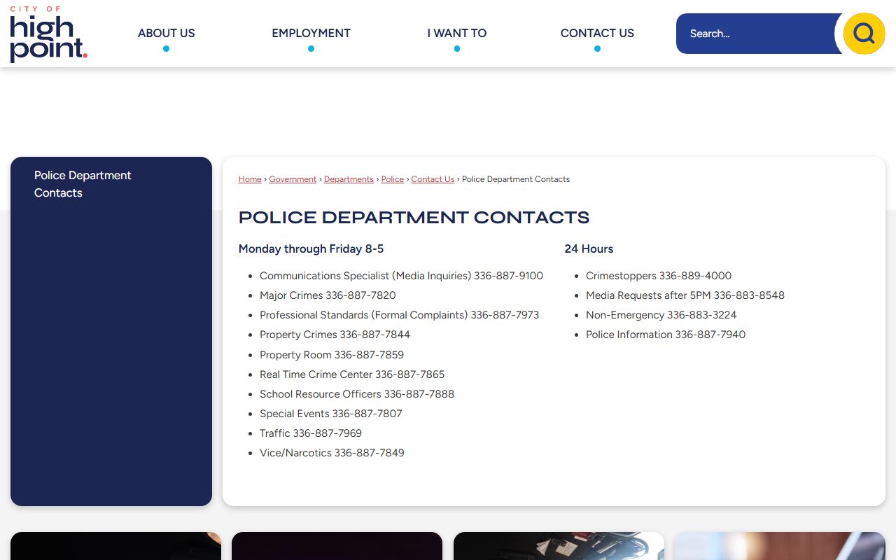 High Point Police Department police blotter contacts