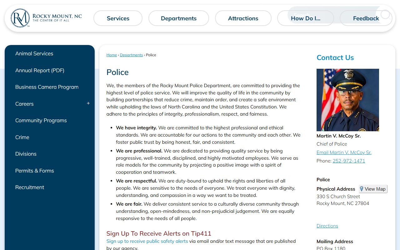 Rocky Mount police blotter department website