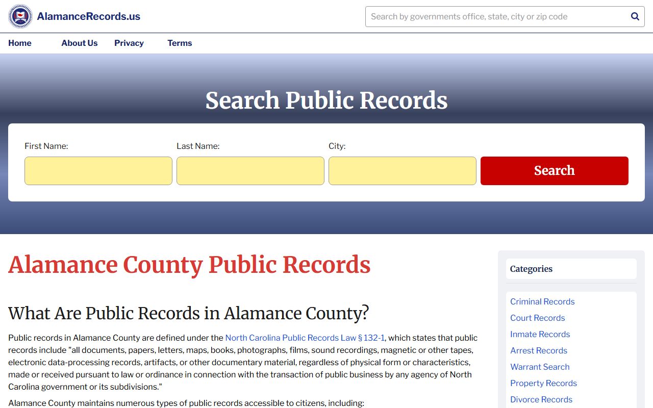 Alamance County police blotter records portal