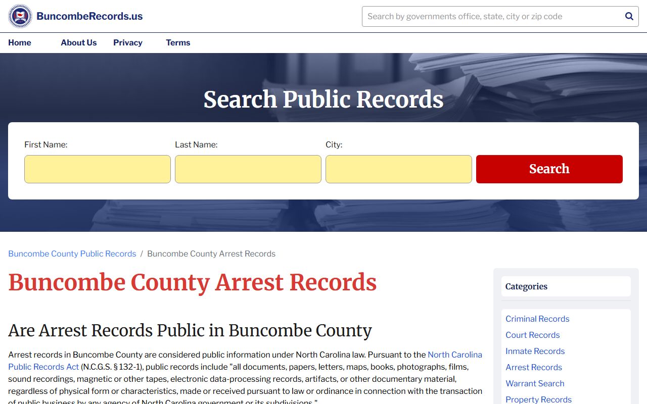 Buncombe County arrest records police blotter search