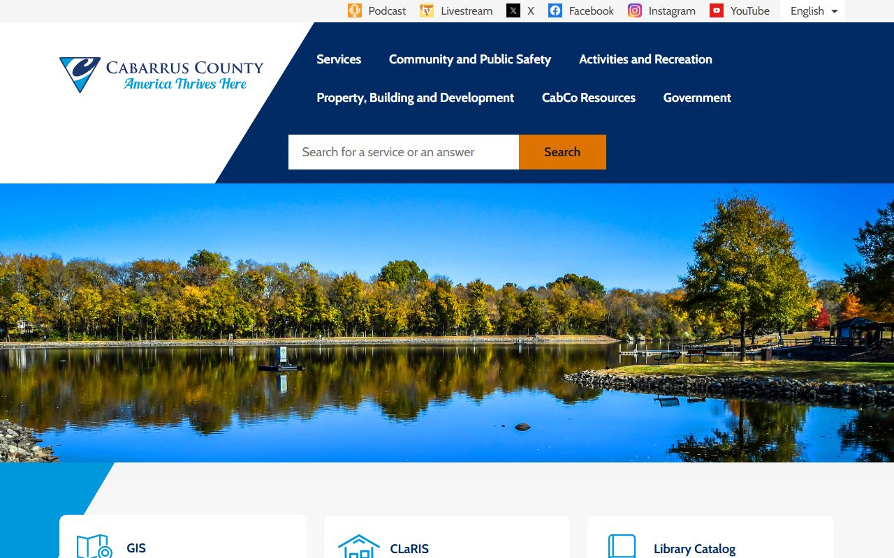 Cabarrus County government website for police blotter information