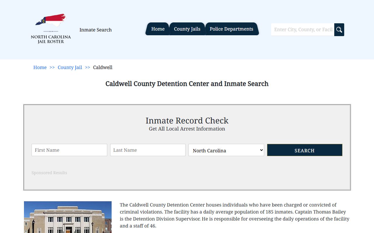 Caldwell County jail roster police blotter data
