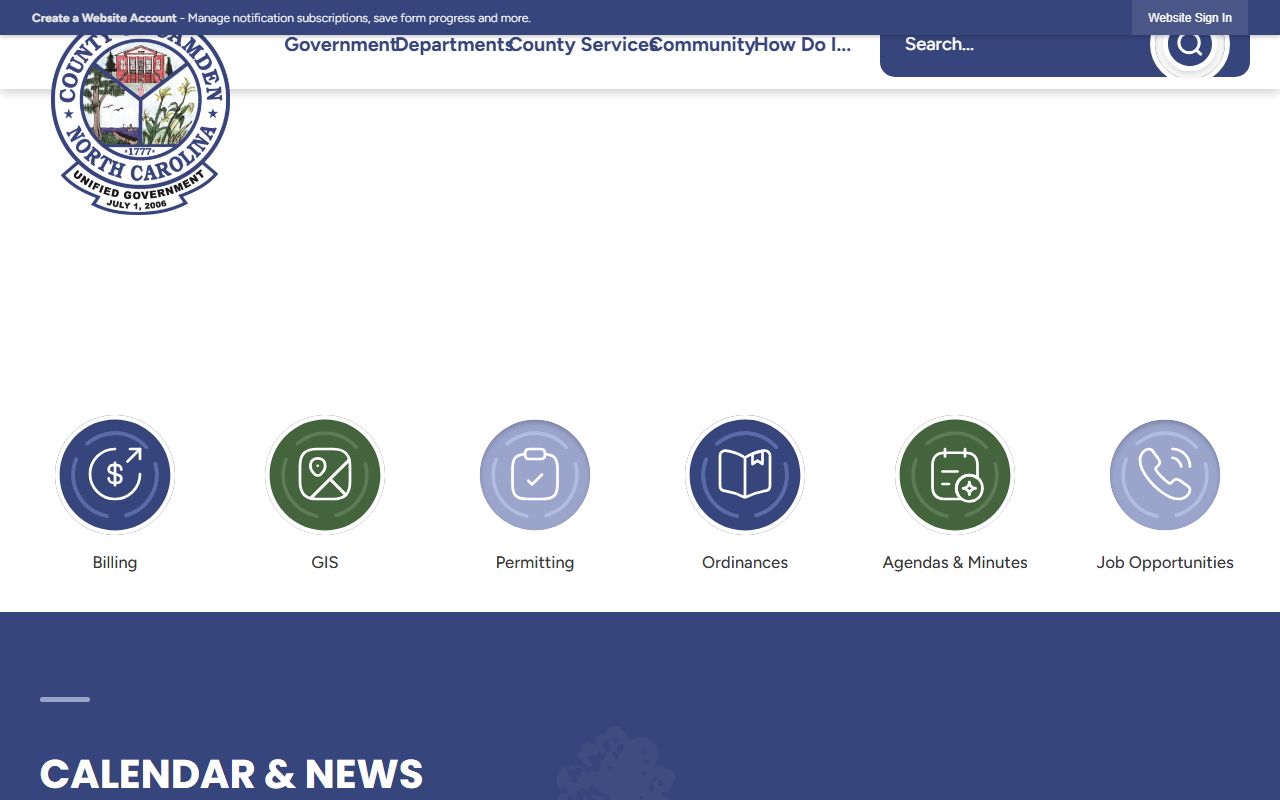 Camden County government website for police blotter records