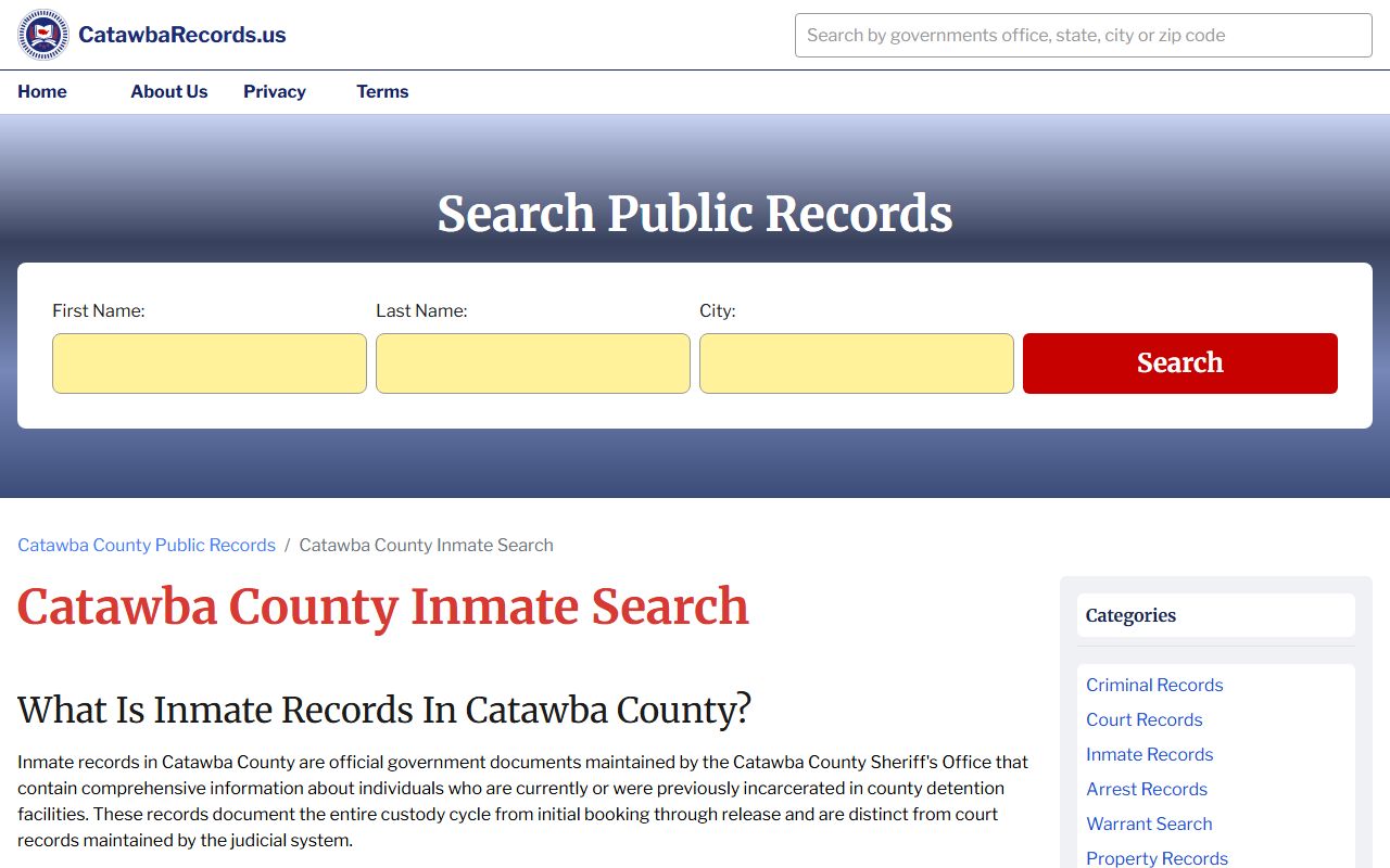 Catawba County inmate search police blotter portal