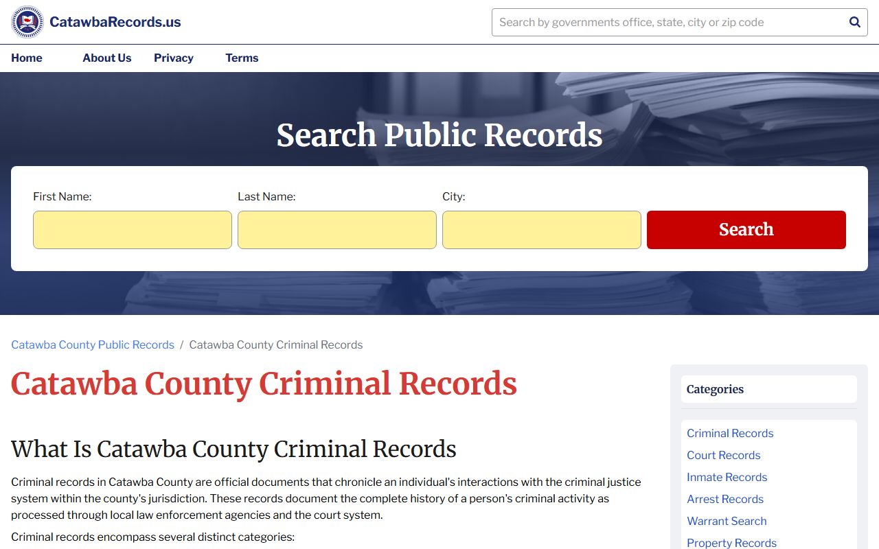 Catawba County criminal records police blotter court data