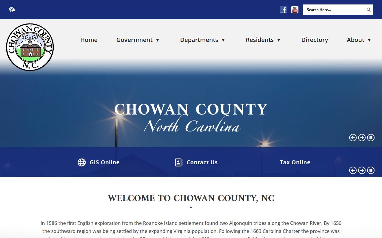 Chowan County government website for police blotter information