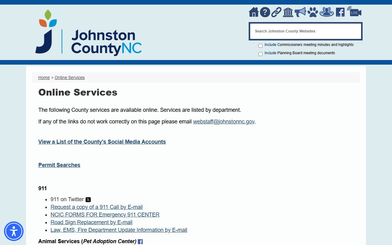 Johnston County police blotter online services portal