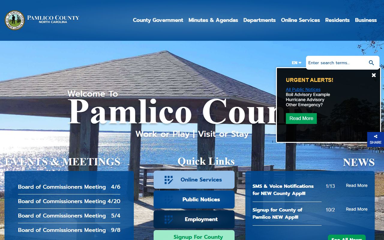 Pamlico County police blotter government website
