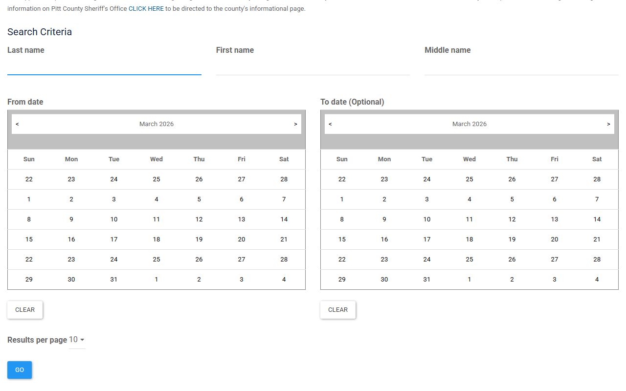 Pitt County police blotter charge inquiry tool