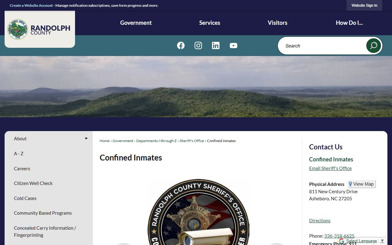 Randolph County confined inmates police blotter database