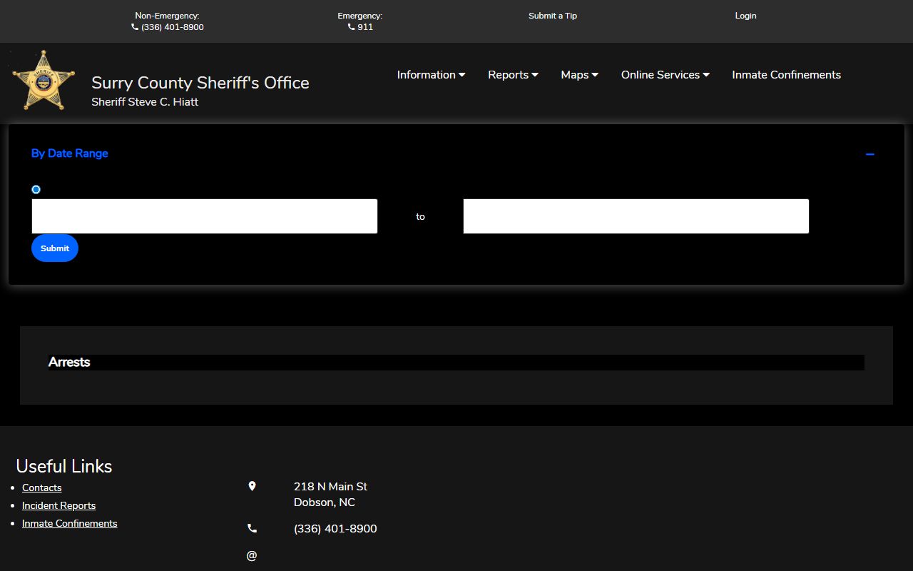 Surry County arrest search police blotter portal