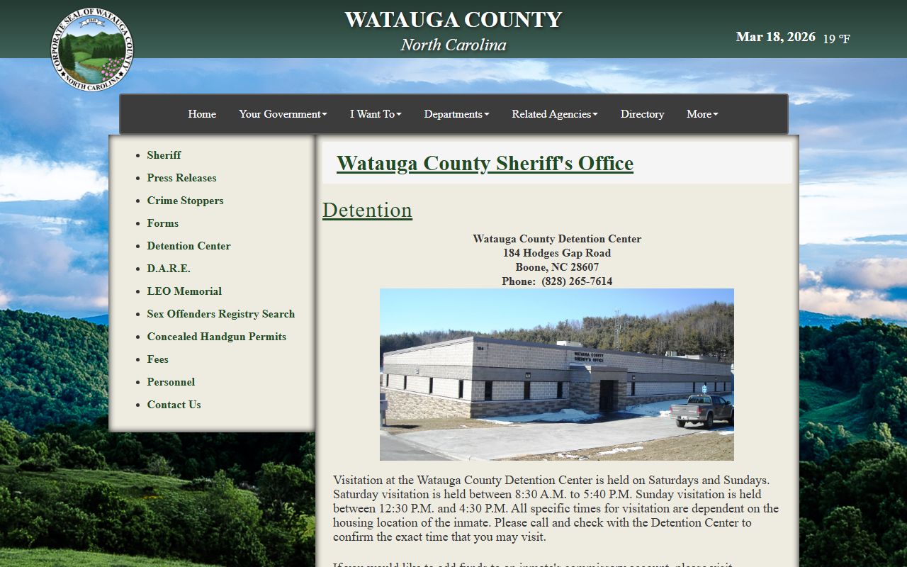 Watauga County detention center police blotter