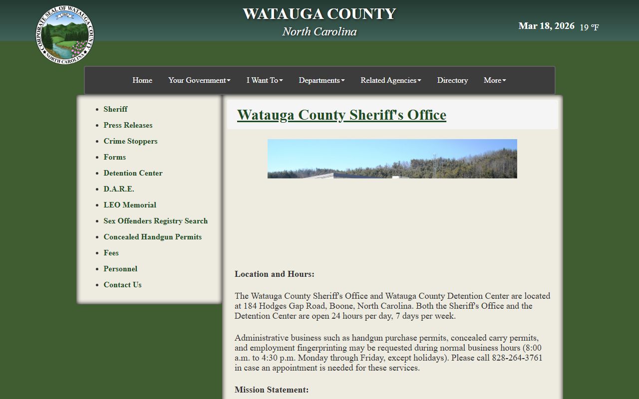 Watauga County Sheriff police blotter office