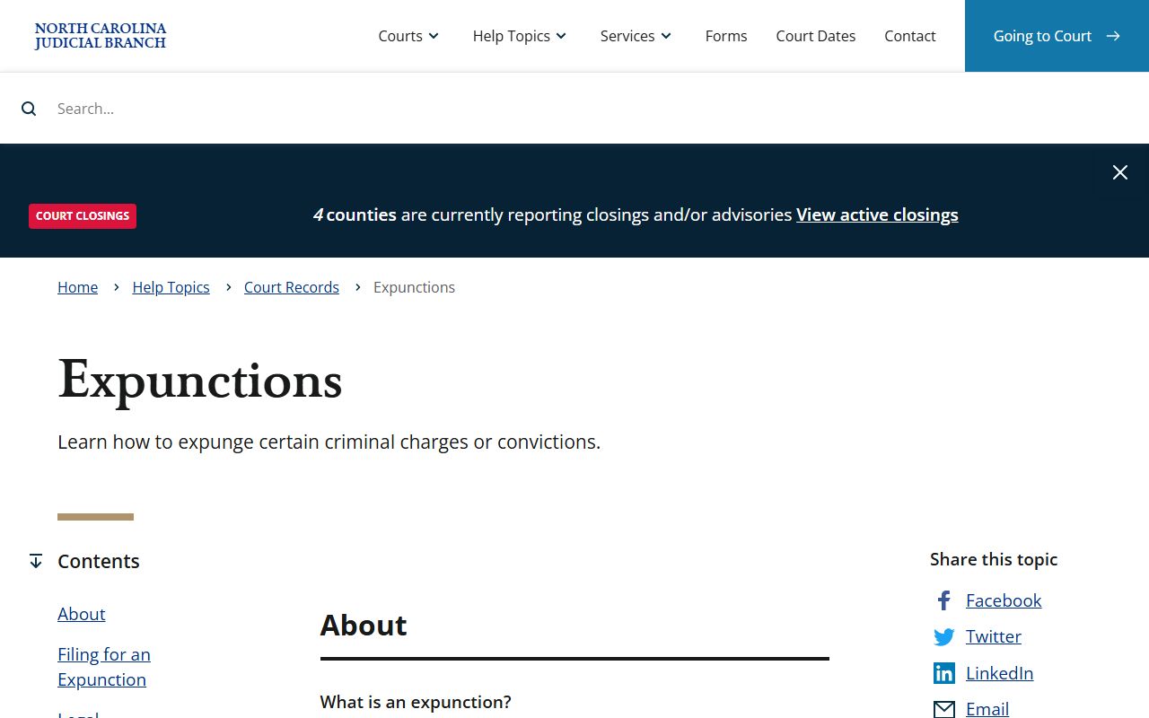 Perquimans County police blotter court expunction records