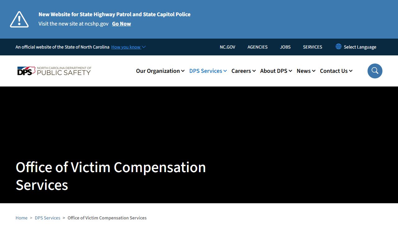 North Carolina victim compensation services related to police blotter records